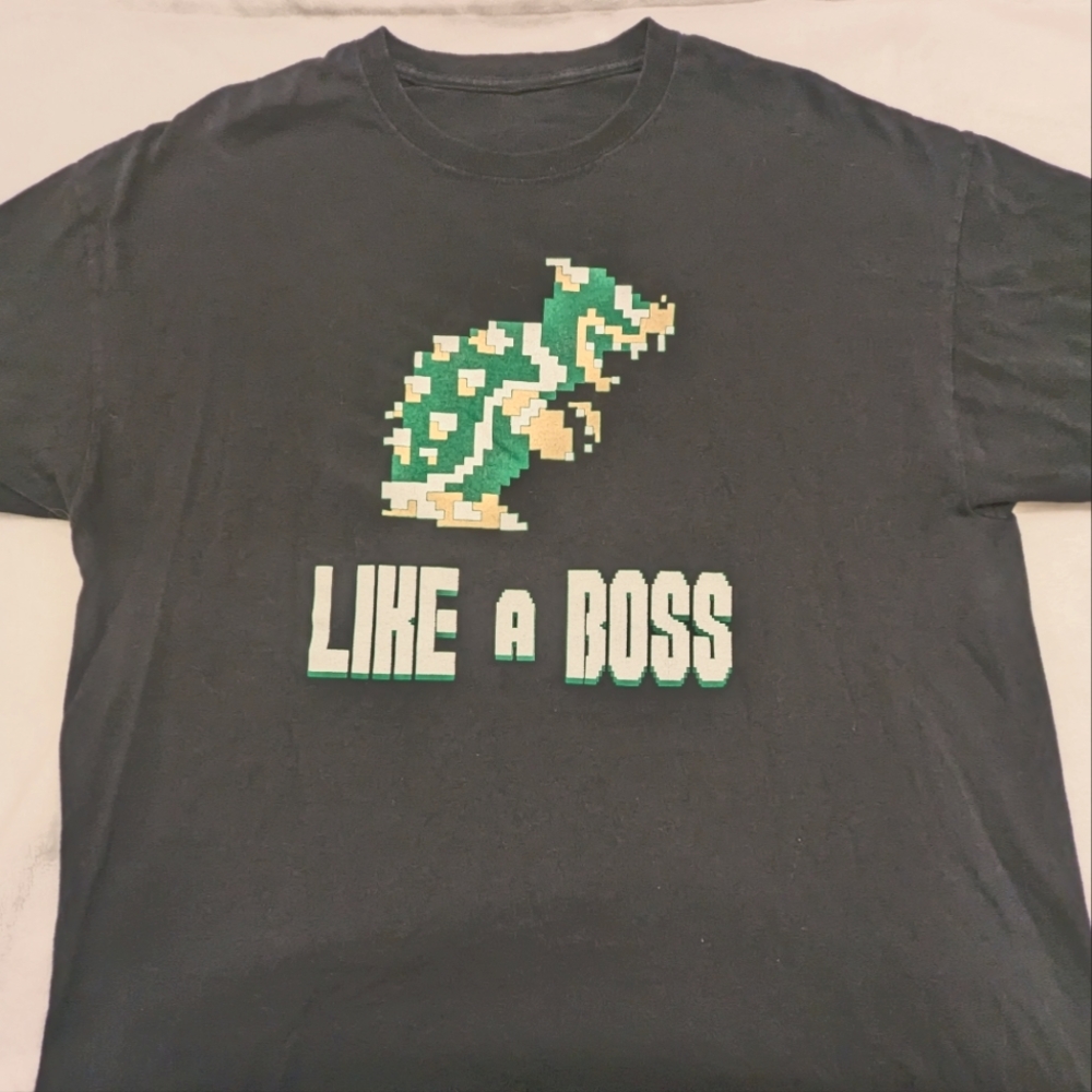 Super Mario pixelated printed Bowser Black T-shirt